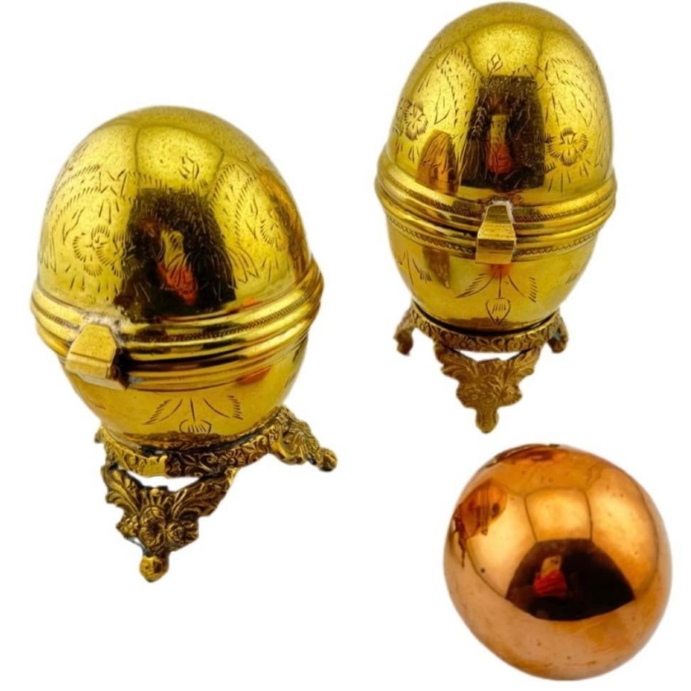 Vintage Brass Egg Boxes - Set of 3 - 4