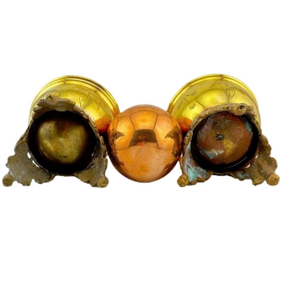 Vintage Brass Egg Boxes - Set of 3 - 6