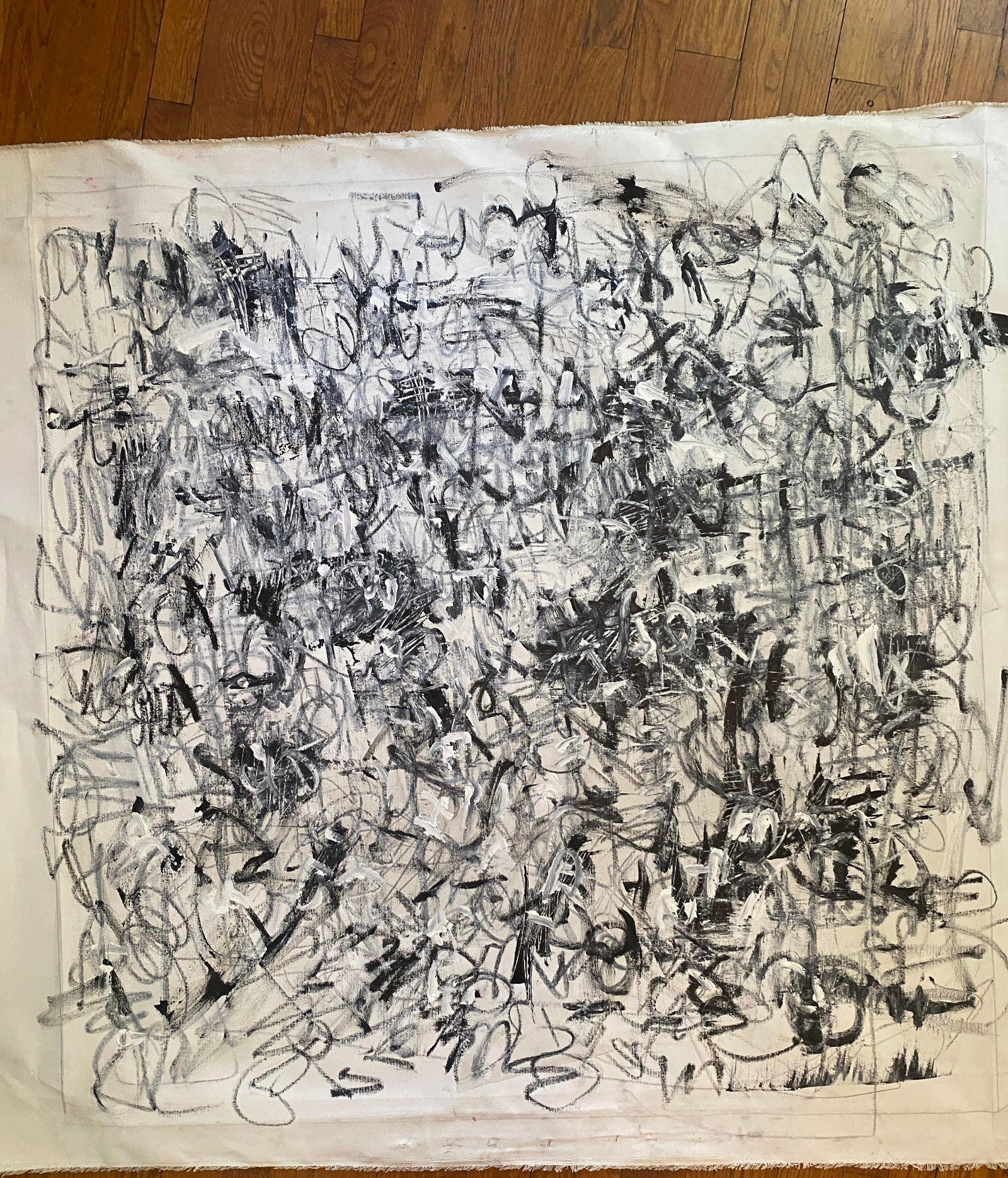 Sarah Trundle, Contemporary Abstract Black and White Painting, "Soup to Nuts" - 5