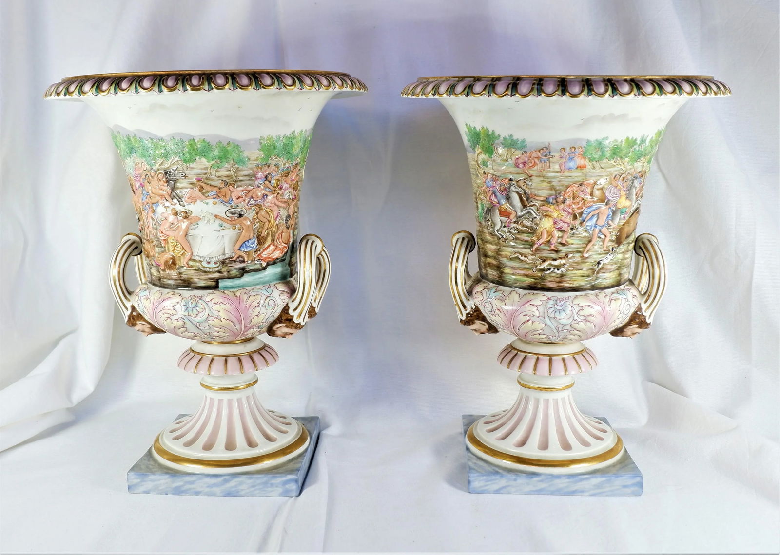 Mid 19th Century Antique Ginori Capodimonte Urns - a Pair - 13