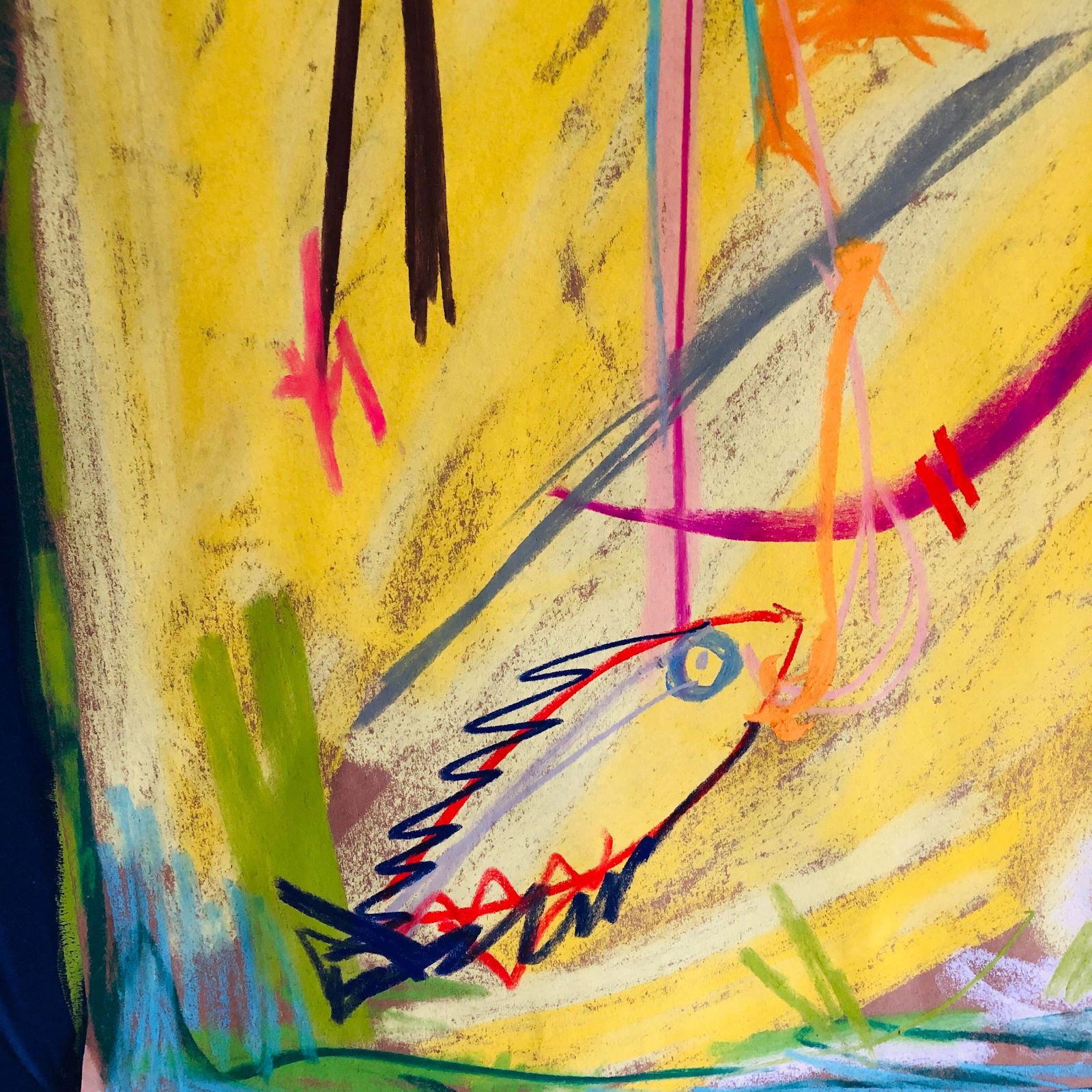 "Yellow Catch"? Original Pastel by Erik Sulander 24x24 - 2