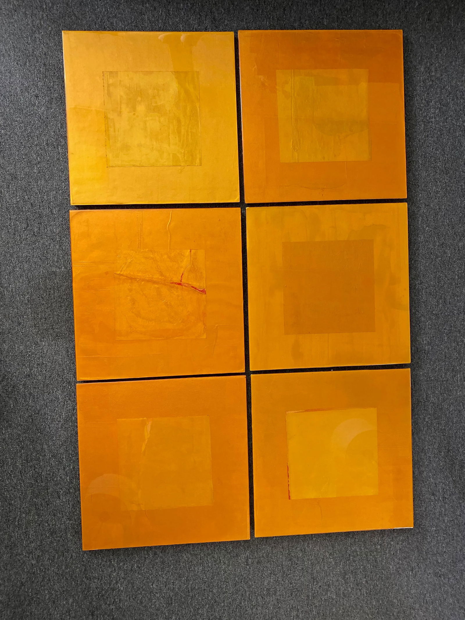 Original Orange Resin Paintings on Board by Varga, 2003 - Set of 6 - 10