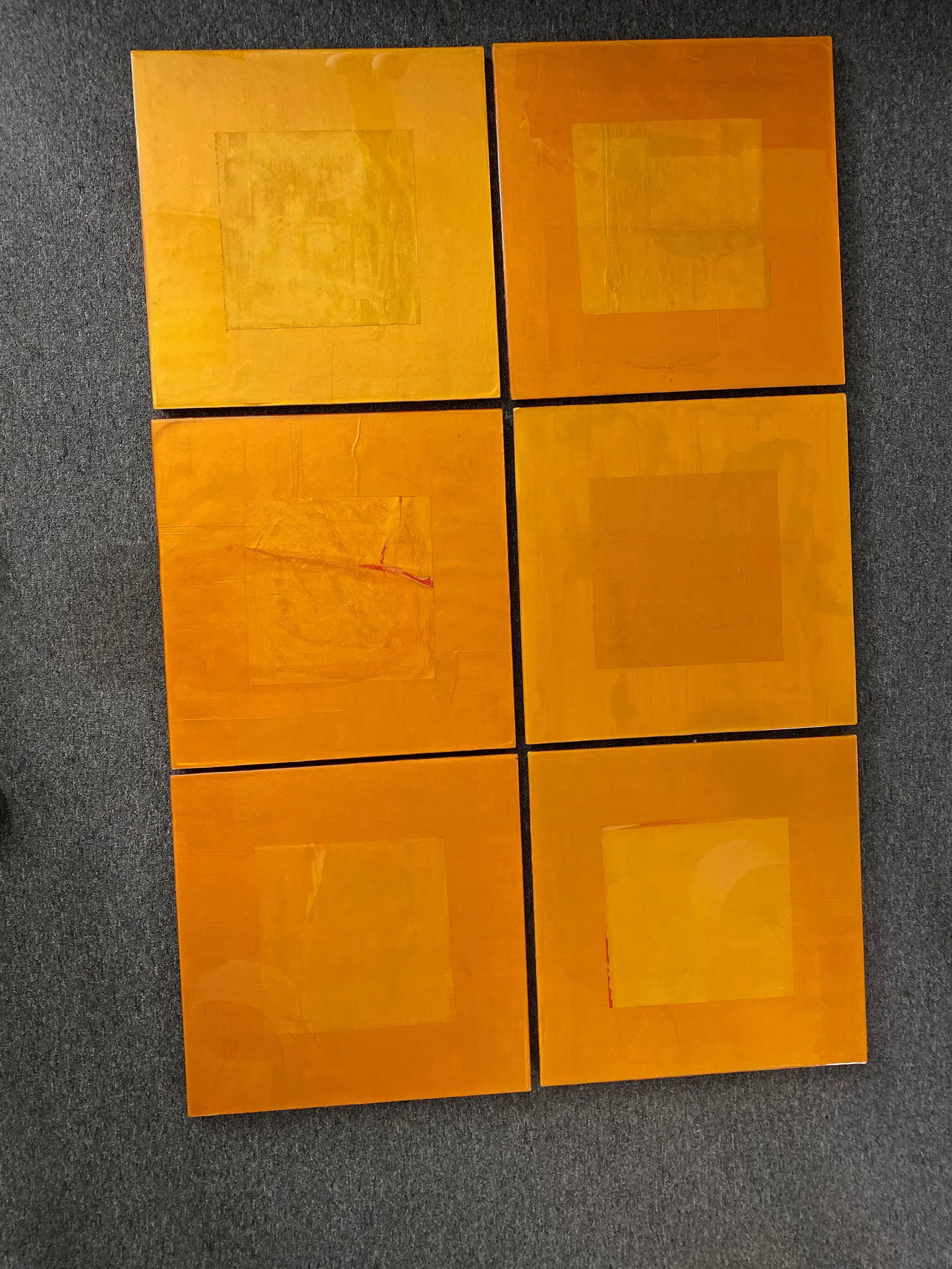 Original Orange Resin Paintings on Board by Varga, 2003 - Set of 6 - 2