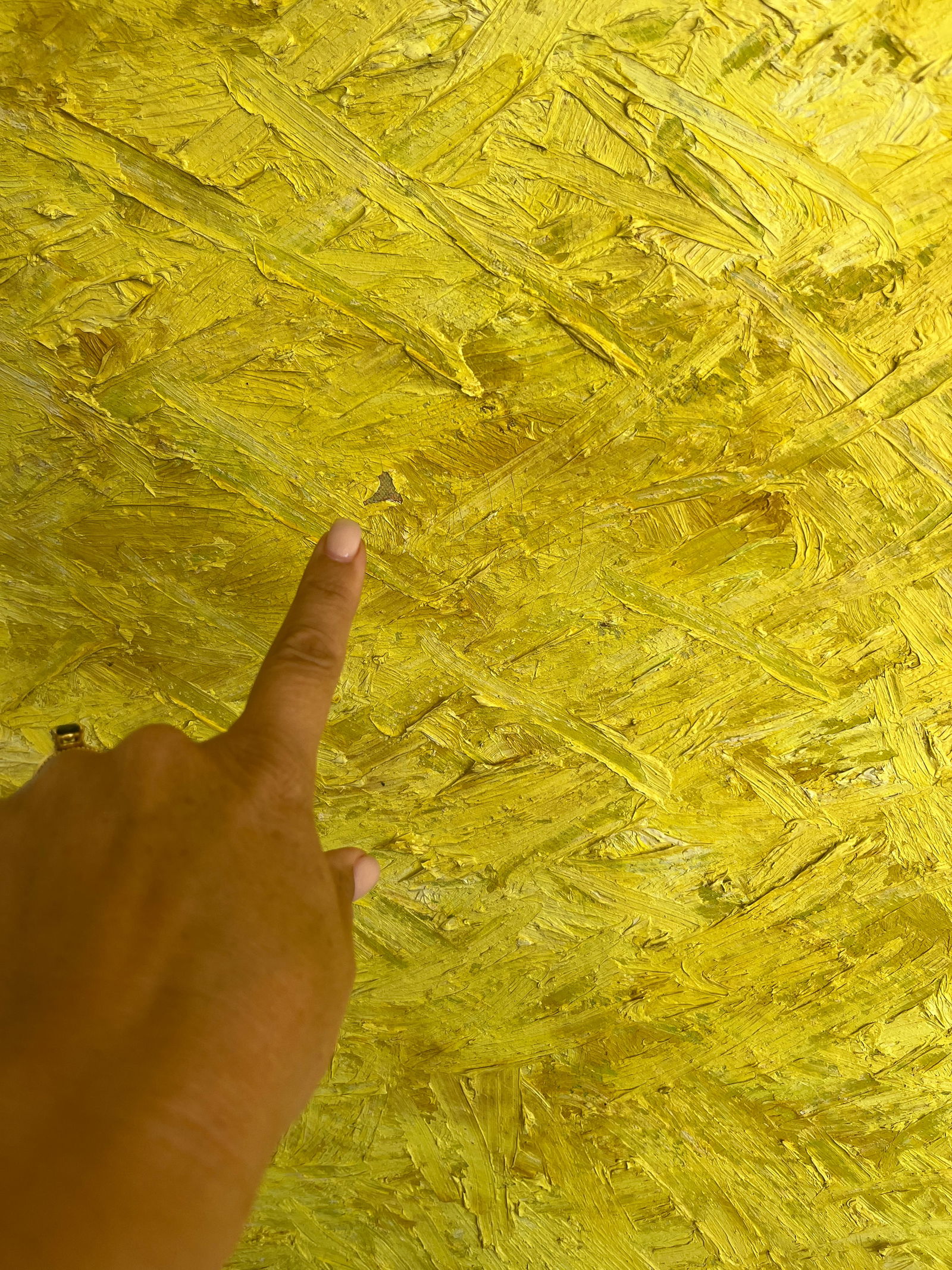 1970s Vintage Mid Century Modern Large Yellow Abstract Canvas Oil Painting - 11