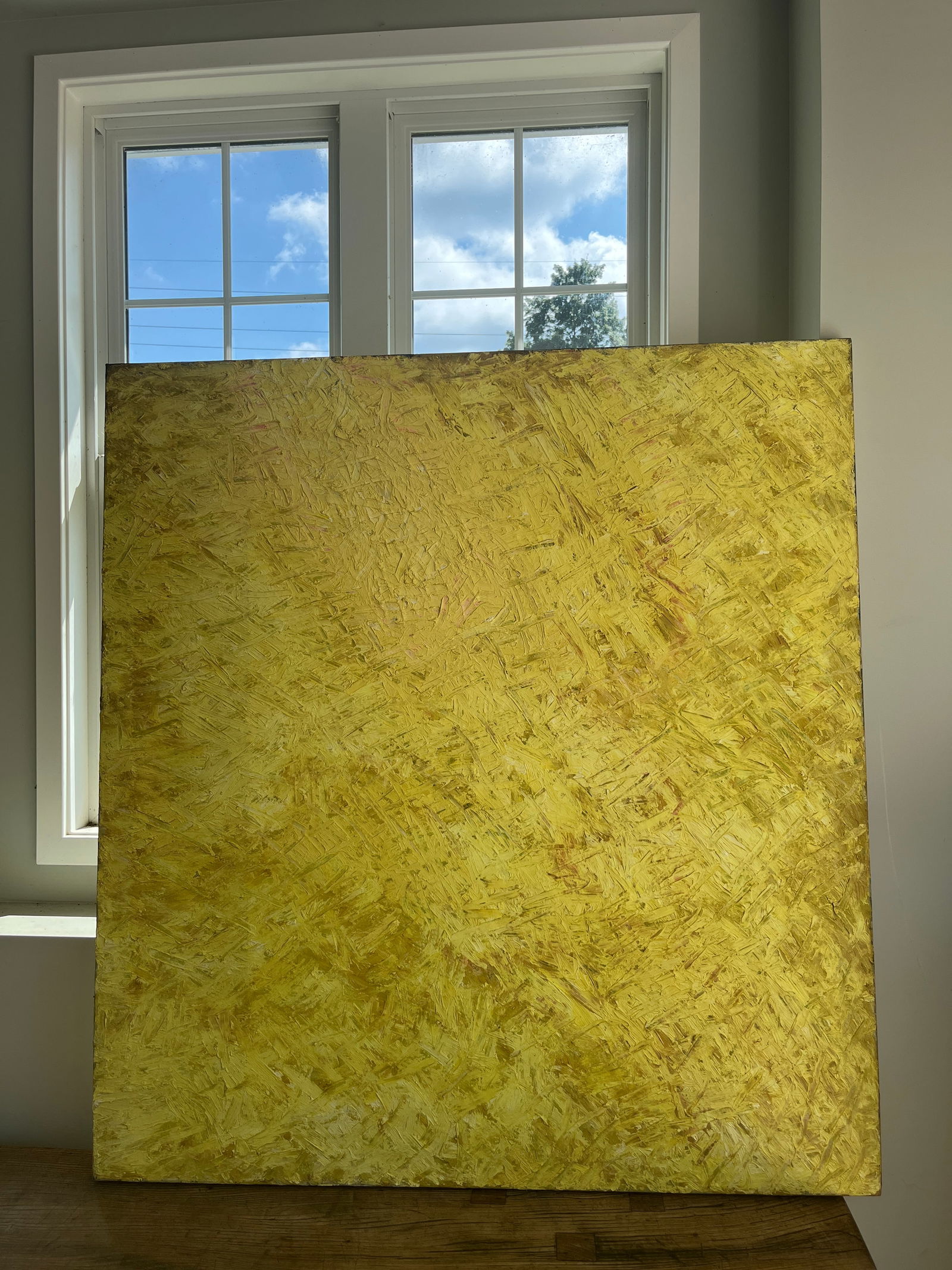 1970s Vintage Mid Century Modern Large Yellow Abstract Canvas Oil Painting - 4