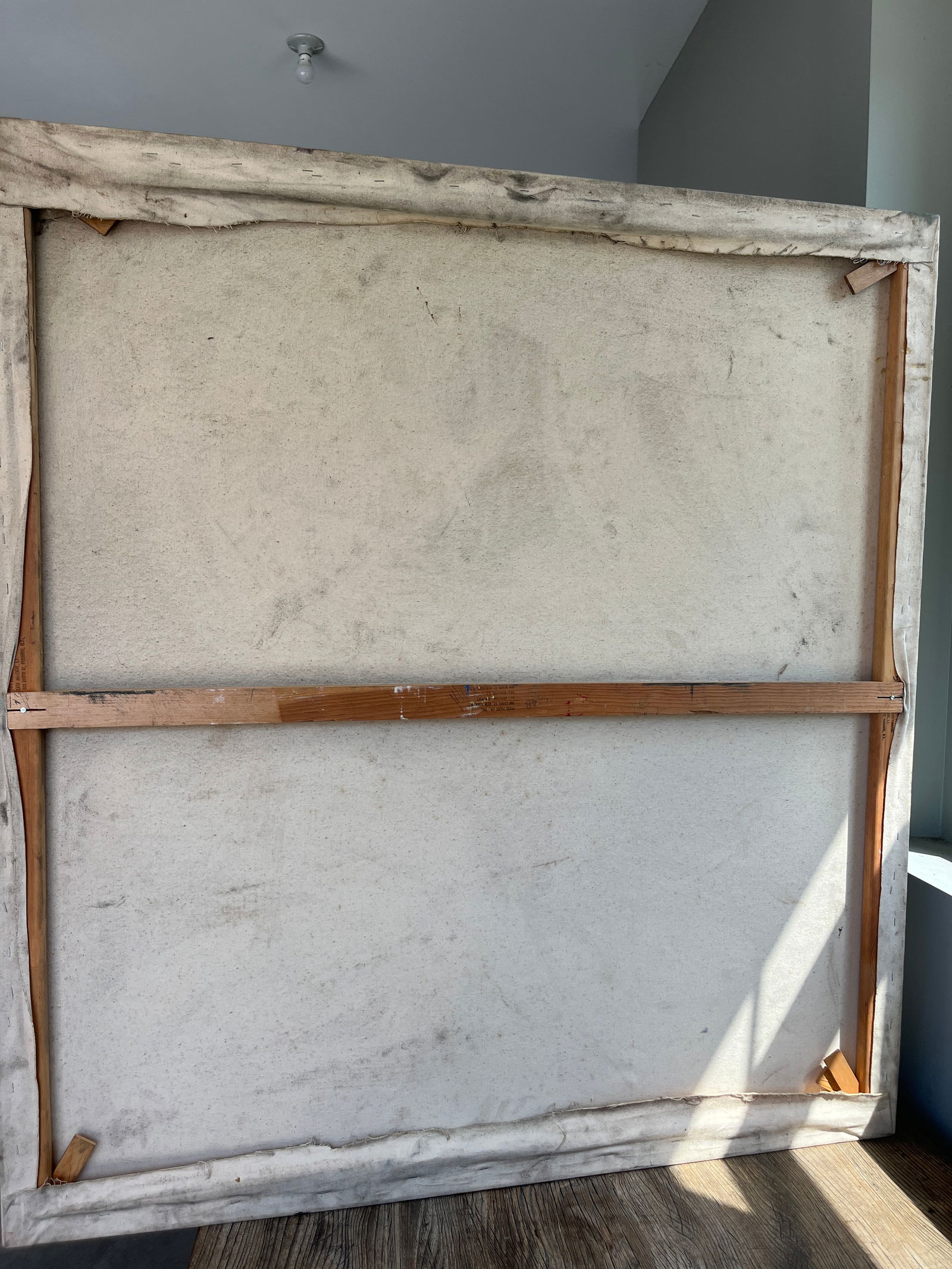 1970s Vintage Mid Century Modern Large Yellow Abstract Canvas Oil Painting - 5