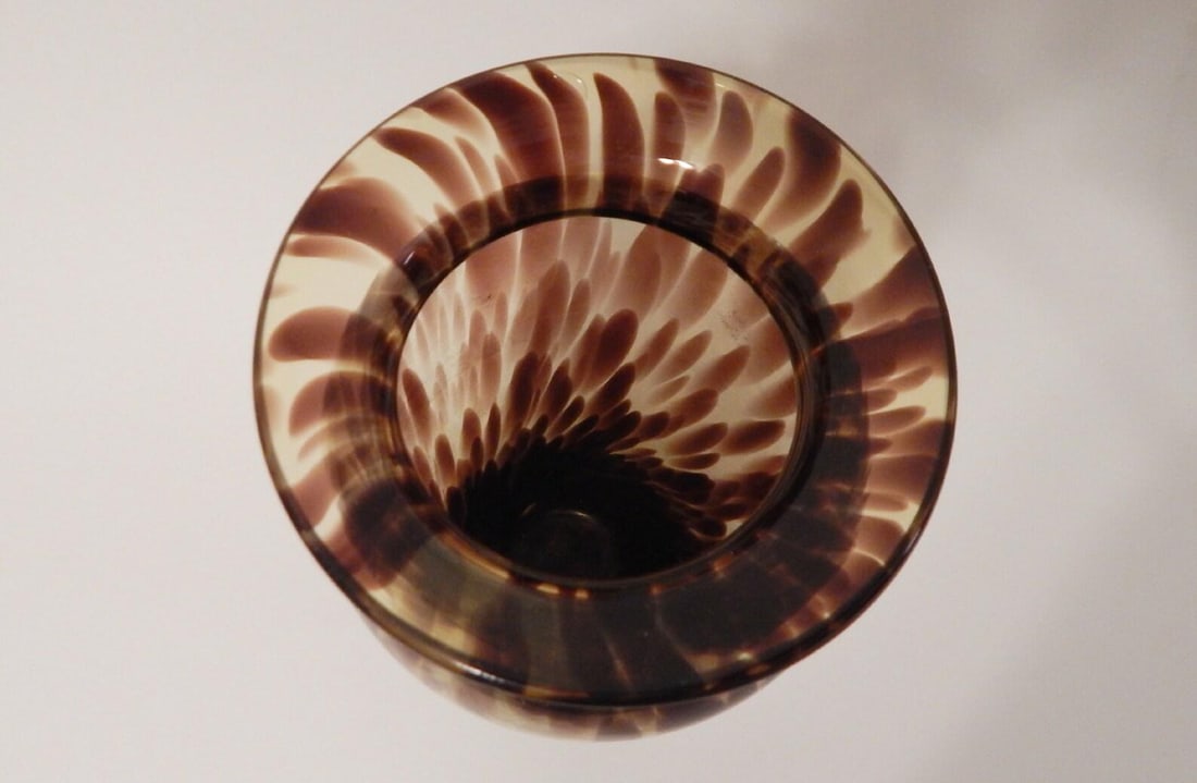 1960s Vintage Tortoise Shell Print Glass Vase - 3