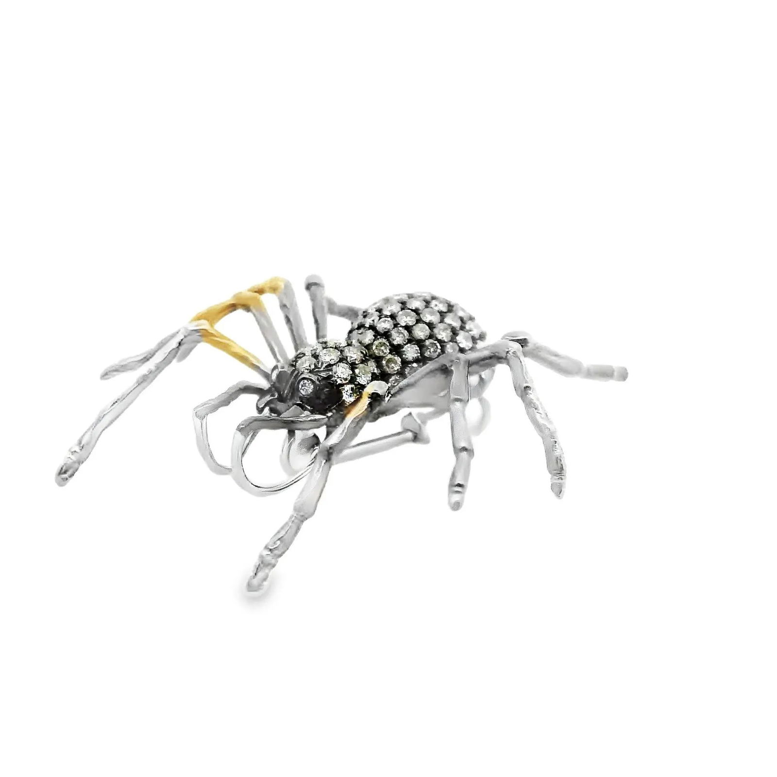 18k Gold Diamond Spider Brooch-Pendant - 3