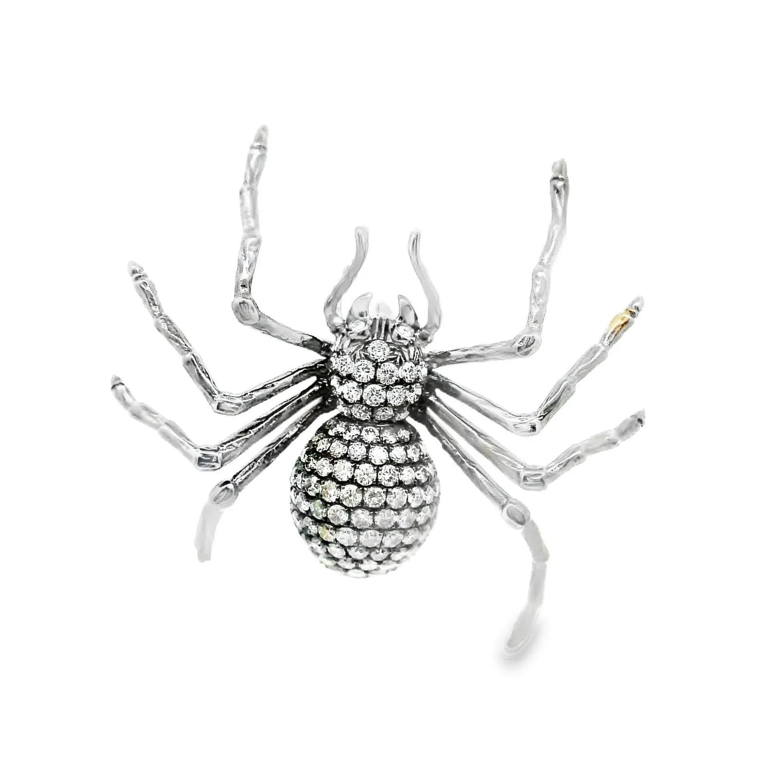 18k Gold Diamond Spider Brooch-Pendant - 4