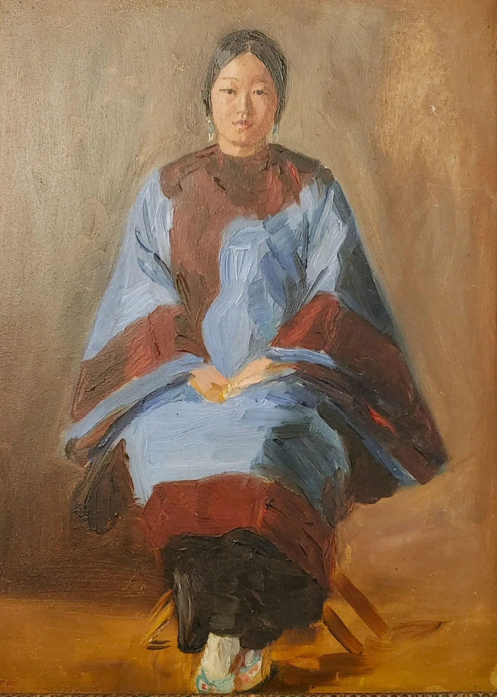 Late 19th Century Cantonese Woman in Traditional Costume Oil Painting, Framed - 2