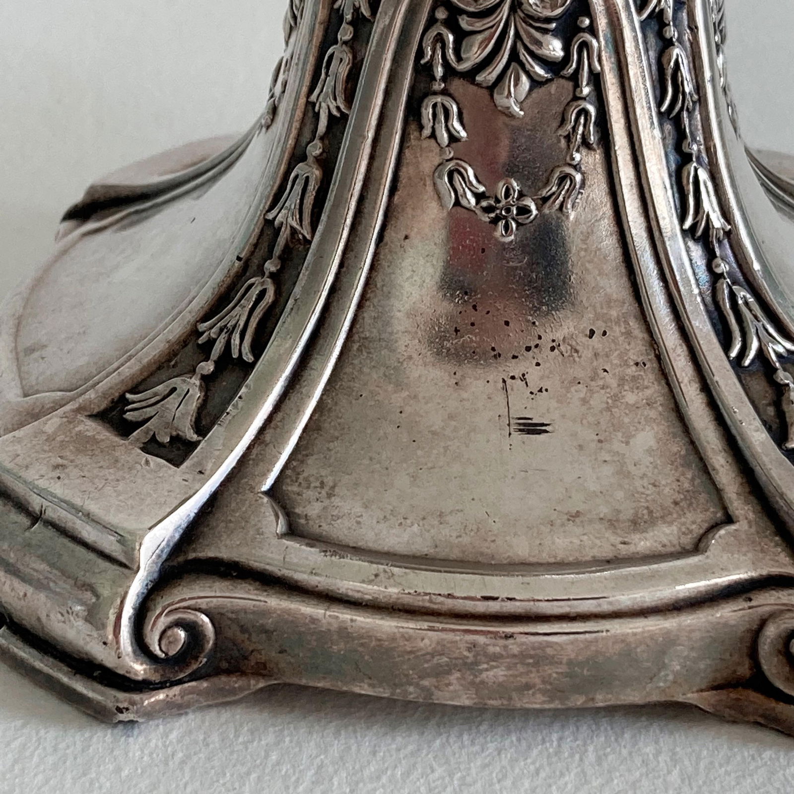 Circa 1900, Benedict Silver Plate Candlesticks, Set of 2, Edwardian Period, Floral Swag Scrollwork D - 10