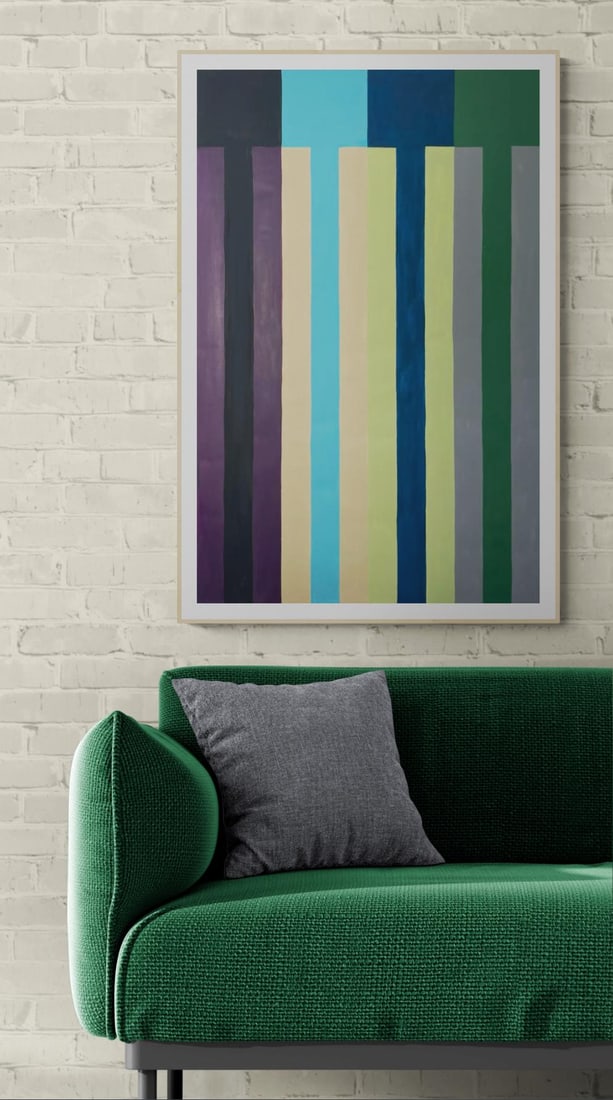 Stripe Painting With Blue and Green - 5
