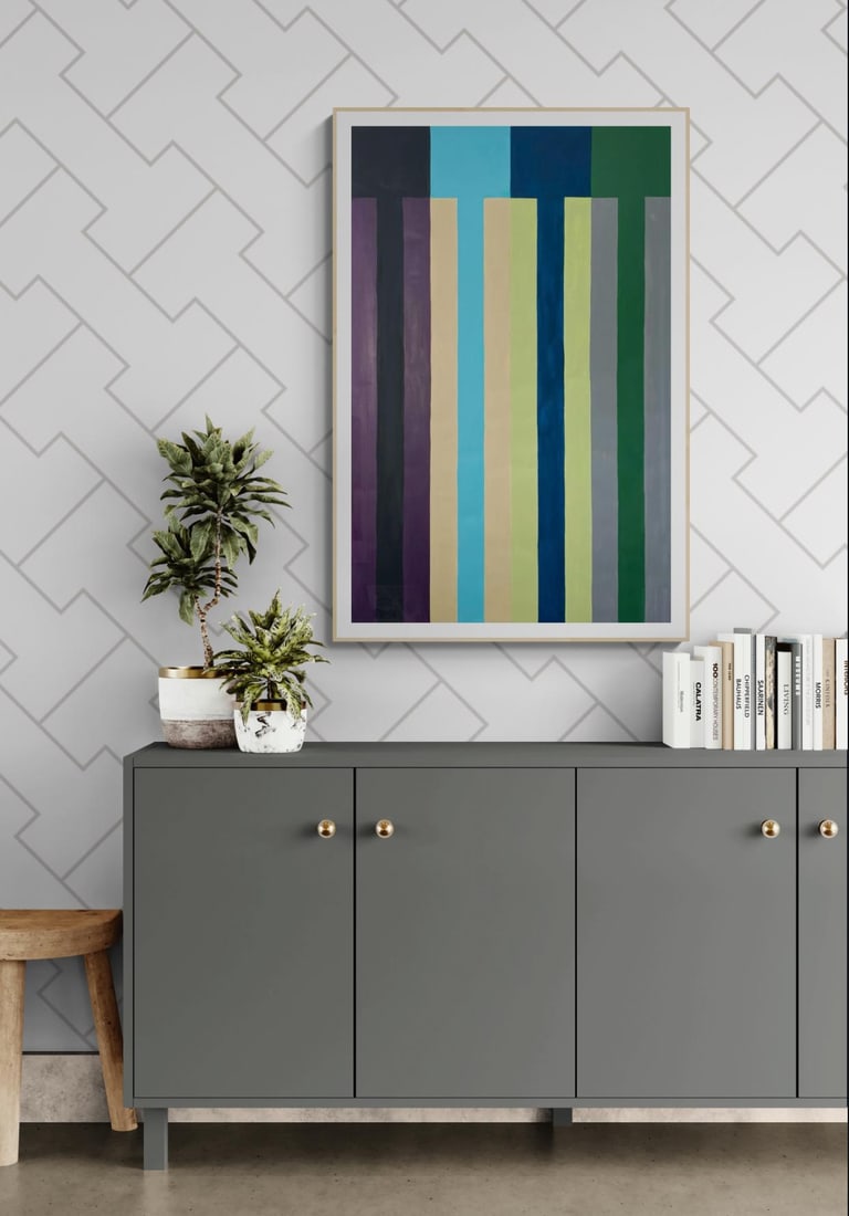 Stripe Painting With Blue and Green - 7