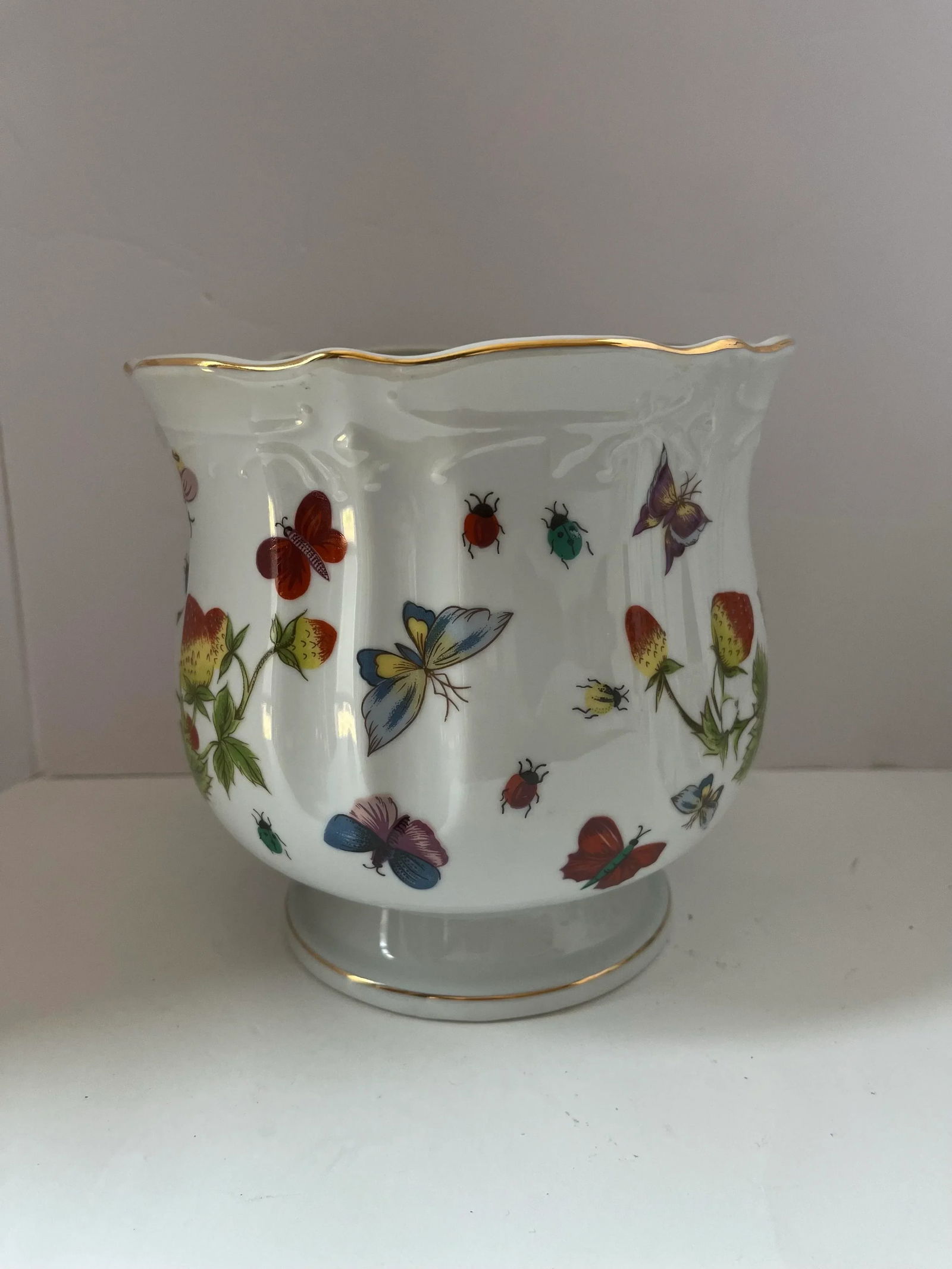 Set of Three Vintage Lenwile Ardalt China Springtime Butterfly Pattern Base Cachepot Base Planter - 4