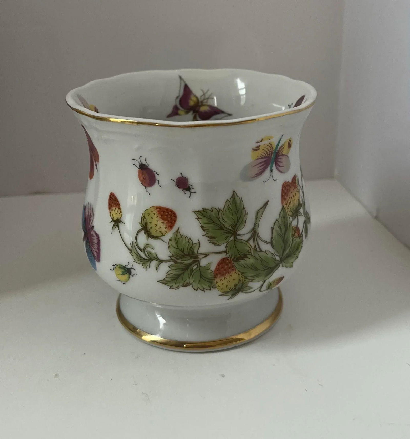 Set of Three Vintage Lenwile Ardalt China Springtime Butterfly Pattern Base Cachepot Base Planter - 7