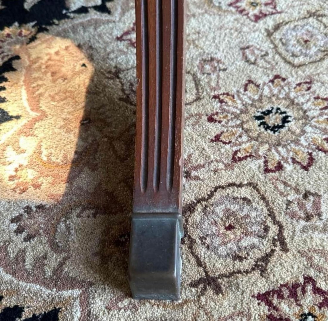 Vintage Henredon Leather Topped Rotating Table With Drawers - 5