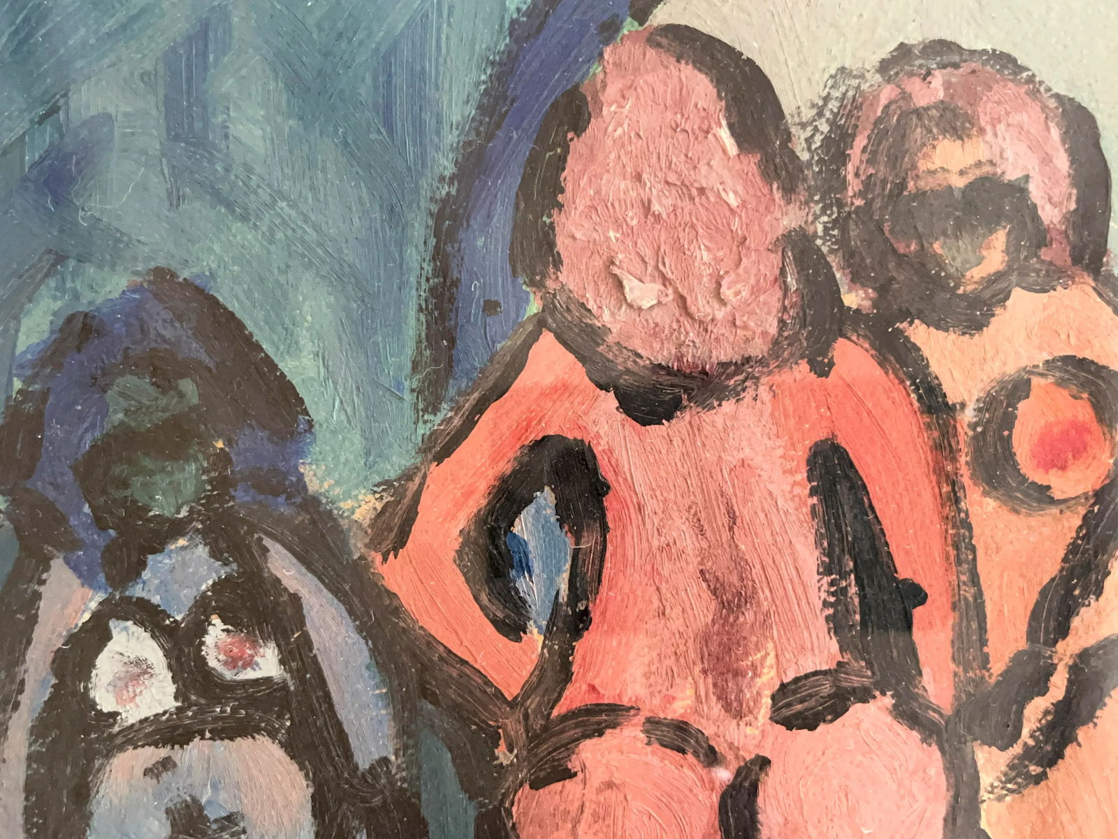 Abstract Female Nude Painting, Signed - 2