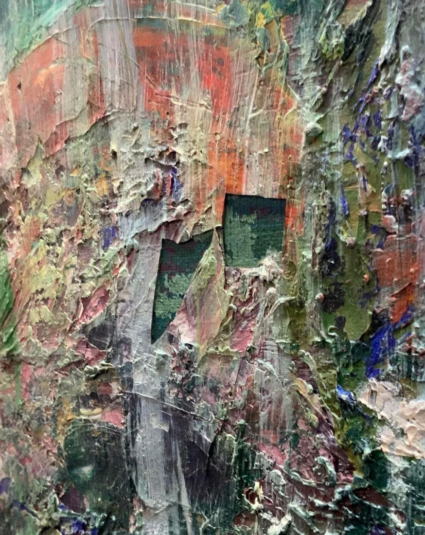 Mid Century Abstract Oil Painting Impasto Texture - 2