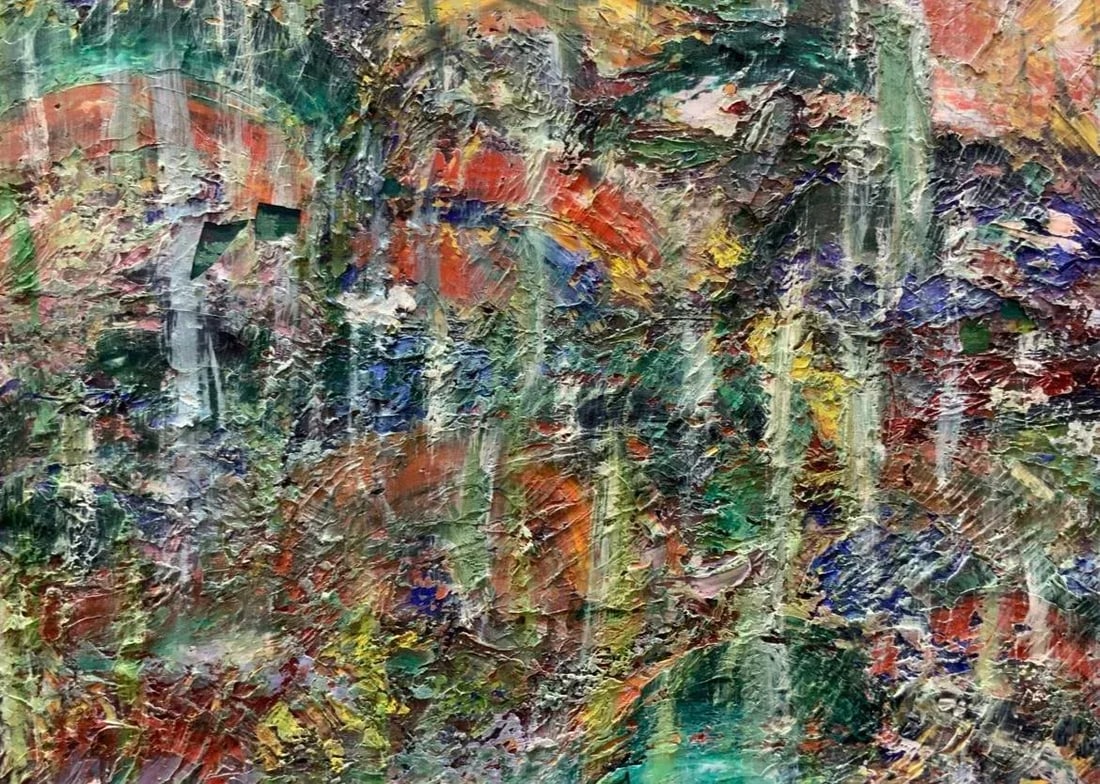 Mid Century Abstract Oil Painting Impasto Texture - 4