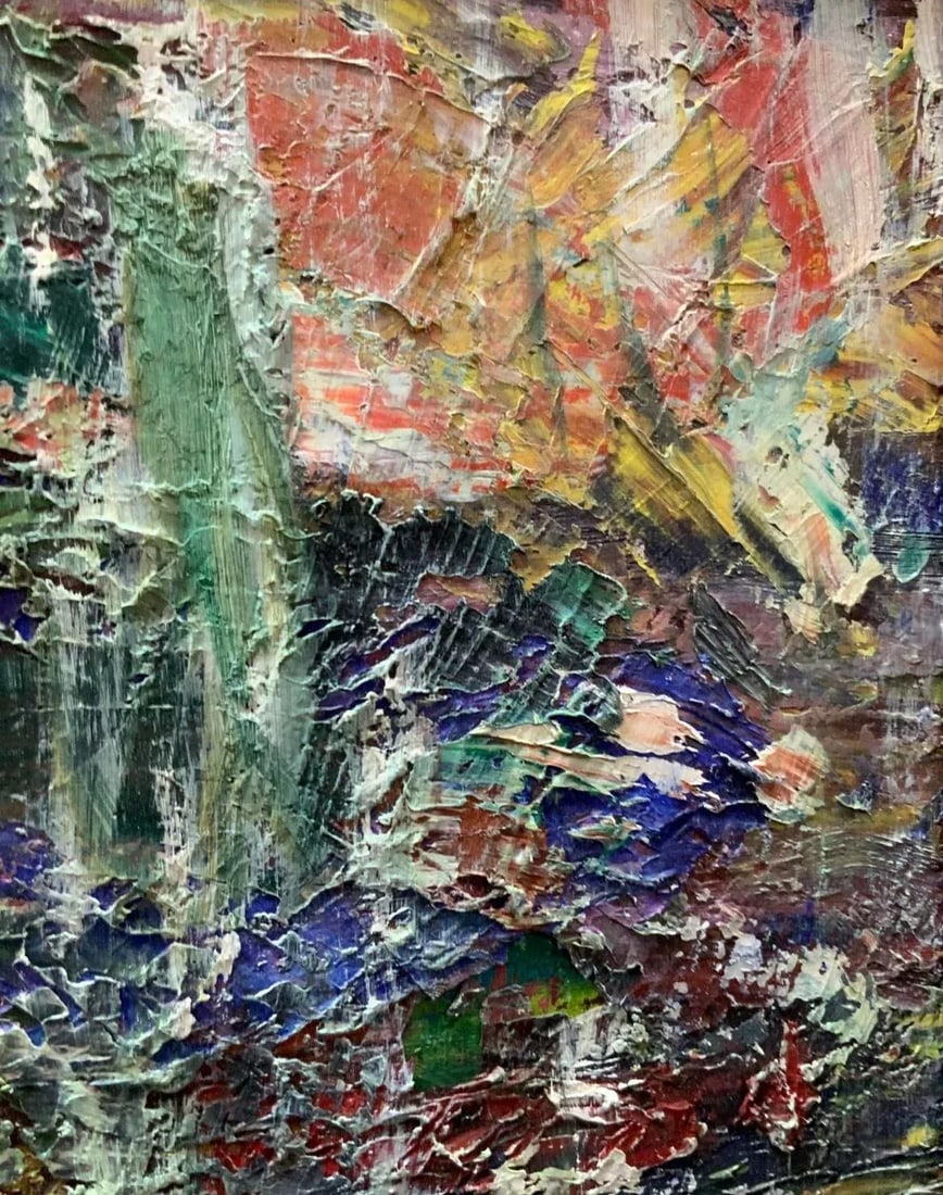 Mid Century Abstract Oil Painting Impasto Texture - 5