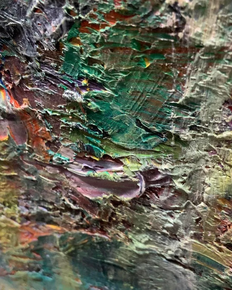 Mid Century Abstract Oil Painting Impasto Texture - 7