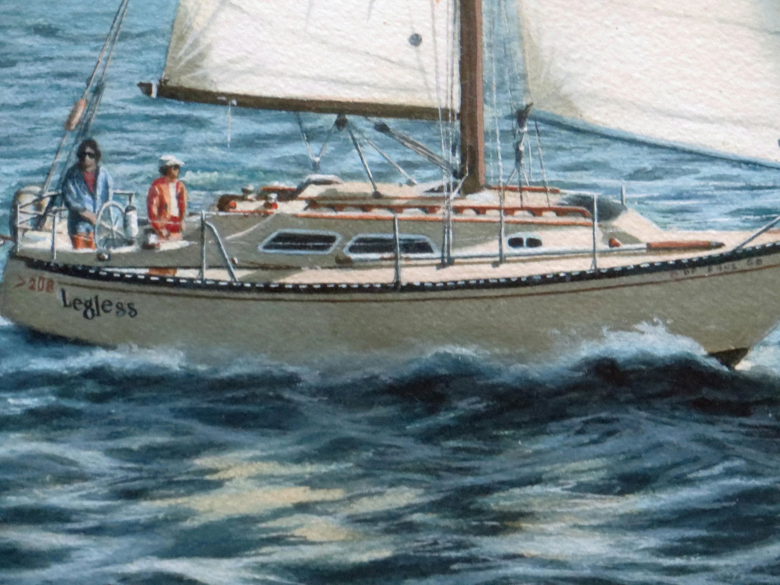 Giorgina Candelaria Wells "San Francisco Bay With Sailboat" Watercolor Painting - 5