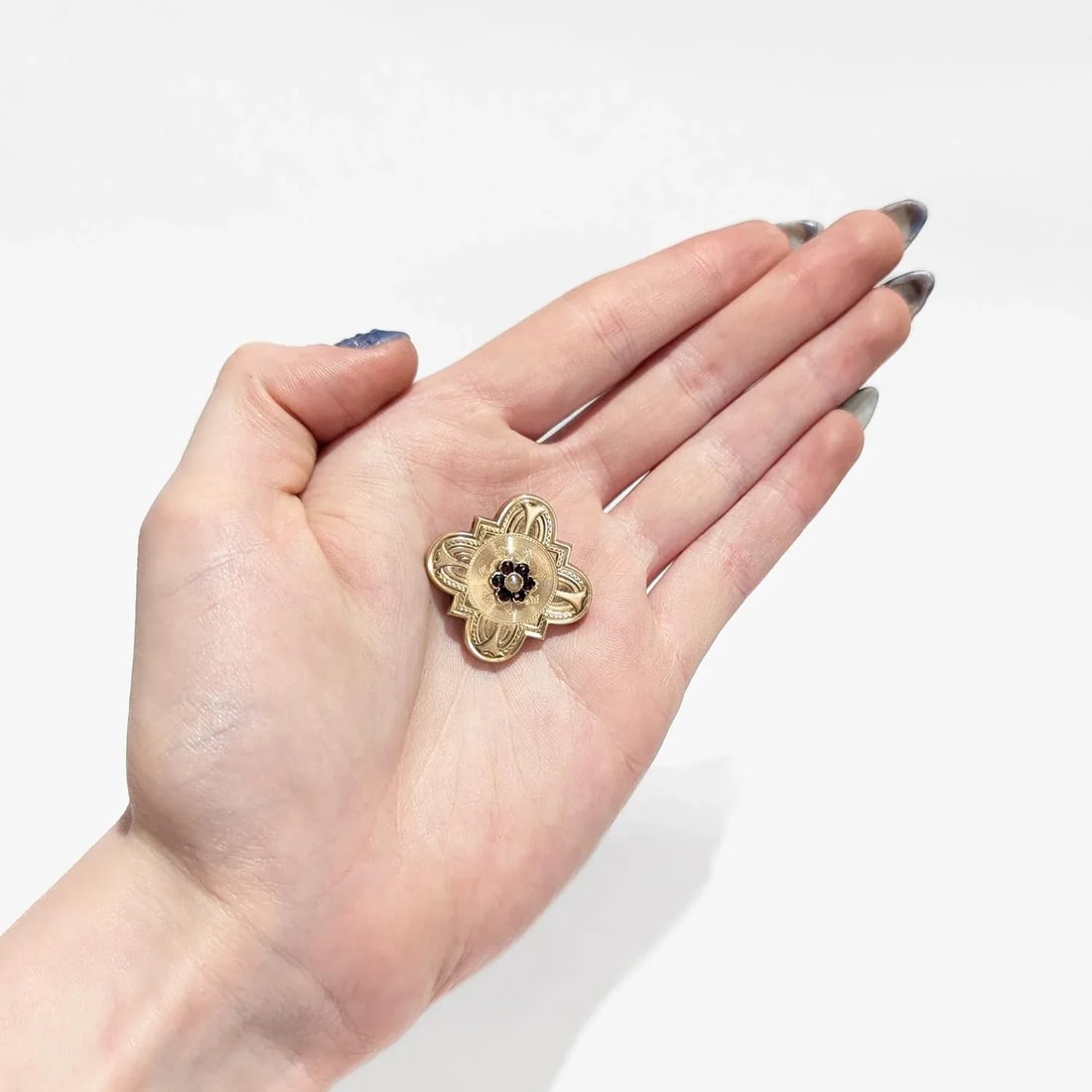 Antique Brite Cut Victorian 10k Gold, Garnet, & Pearl Brooch - 3