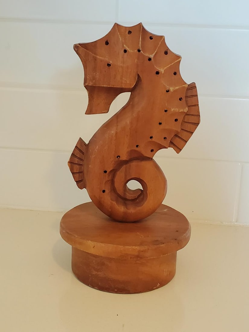 Late 20th Century Handcarved Wooden Seahorse, Appetizers & Entertaining Piece - 2