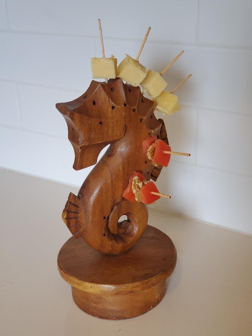 Late 20th Century Handcarved Wooden Seahorse, Appetizers & Entertaining Piece - 3