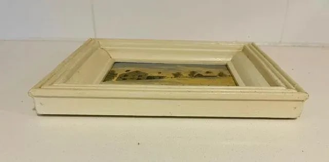 Petite Original Oil on Wood Rural Scene, Vintage - 4