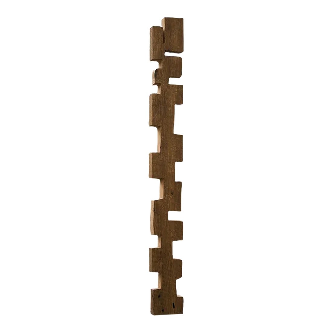 Brian Welch Interlocking Column: made from a single white oak beam with a hand carved surface natural oil and wax finish pictured on steel base intended for indoor use made by brian welch studio in Brooklyn, NY Condition: Imperfectio
