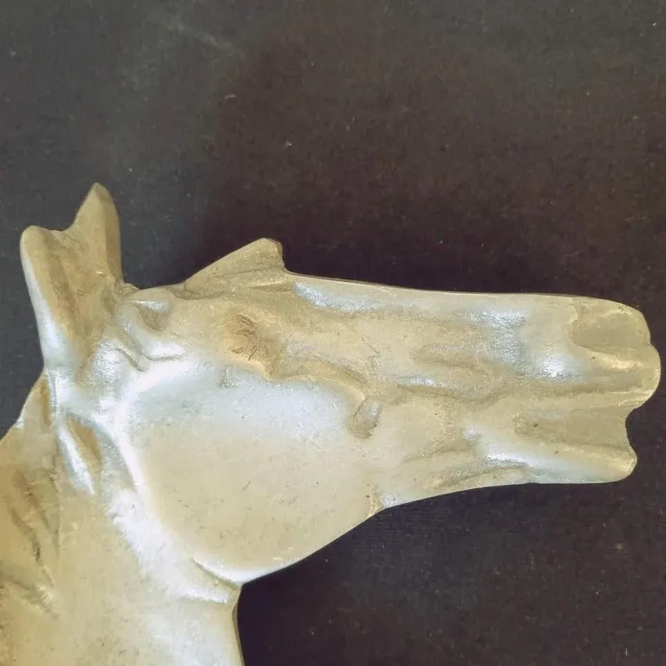 Vintage Pewter Metal Horse Head Trinket Catchall Dish Ashtray With Feet Artist Signed - 5
