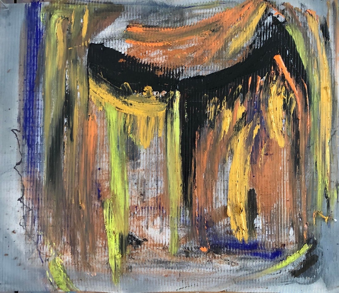 "Dark Comedy"? Original Acrylic Painting by Erik Sulander 20x20: Dark Comedy original acrylic painting on Kevlar sailcloth 20x20, signed, unframed Condition: Imperfections: No Imperfections Condition Notes: Excellent Dimensions: Height: 20 in. Width: 20