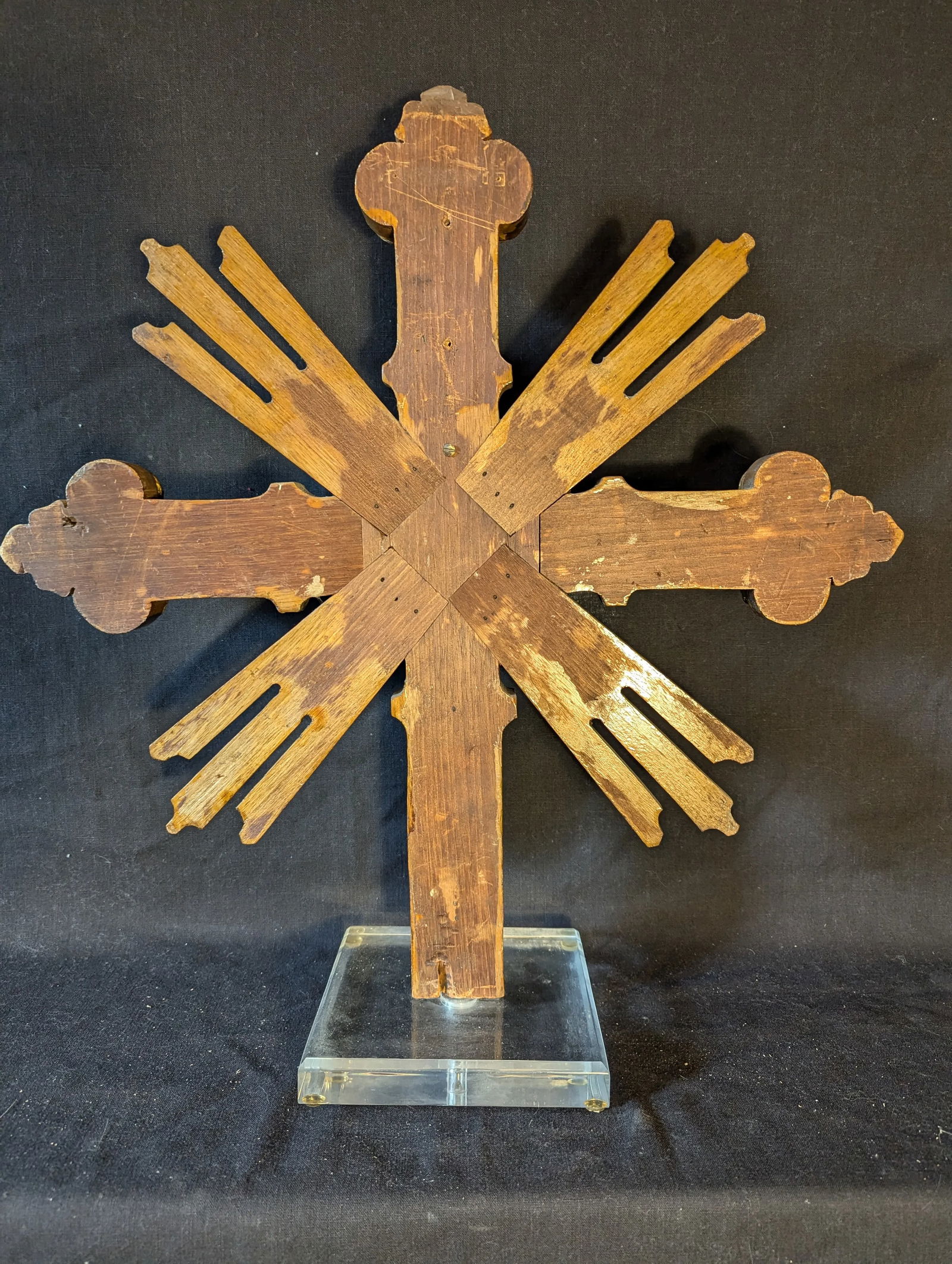Mid 19th Century Giltwood Cross on Acrylic Base - 3