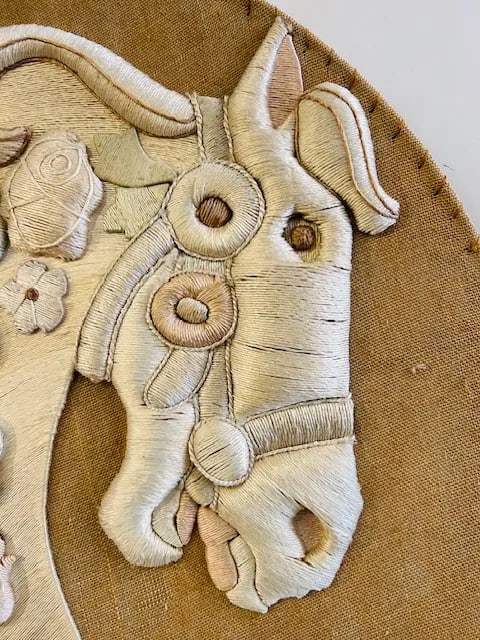 Large Don Freedman "Elegance" Carousel Horse Tapestry Wall Art Hanging Fabric Art, 1970s - 2