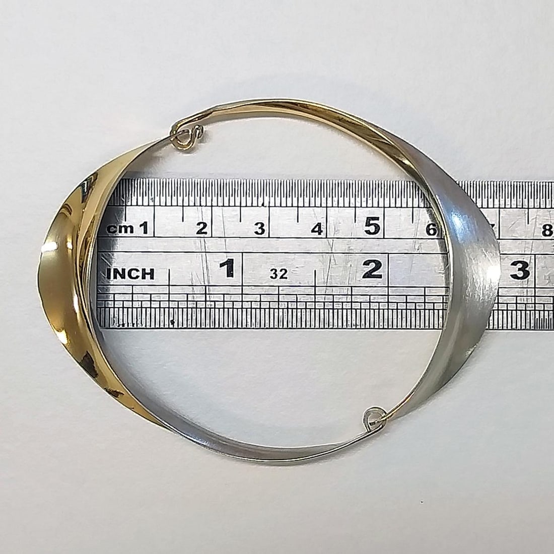 Vintage Gold & Silver Linking Bangle, Gerhard Herbst Studio Bracelet - 6