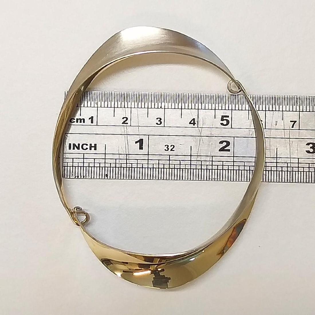 Vintage Gold & Silver Linking Bangle, Gerhard Herbst Studio Bracelet - 7