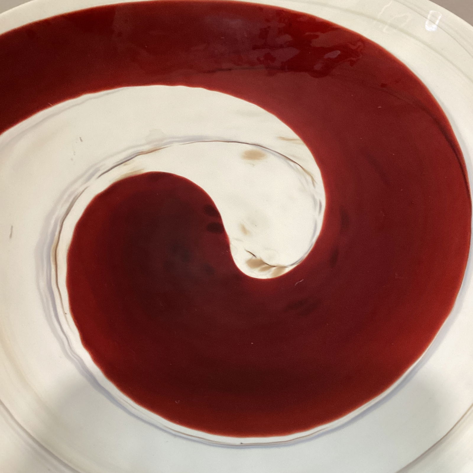 Extra Large Mid 20th Century Italian Pearl White Murano Style Glass Centerpiece Oval Bowl With Swirl - 4