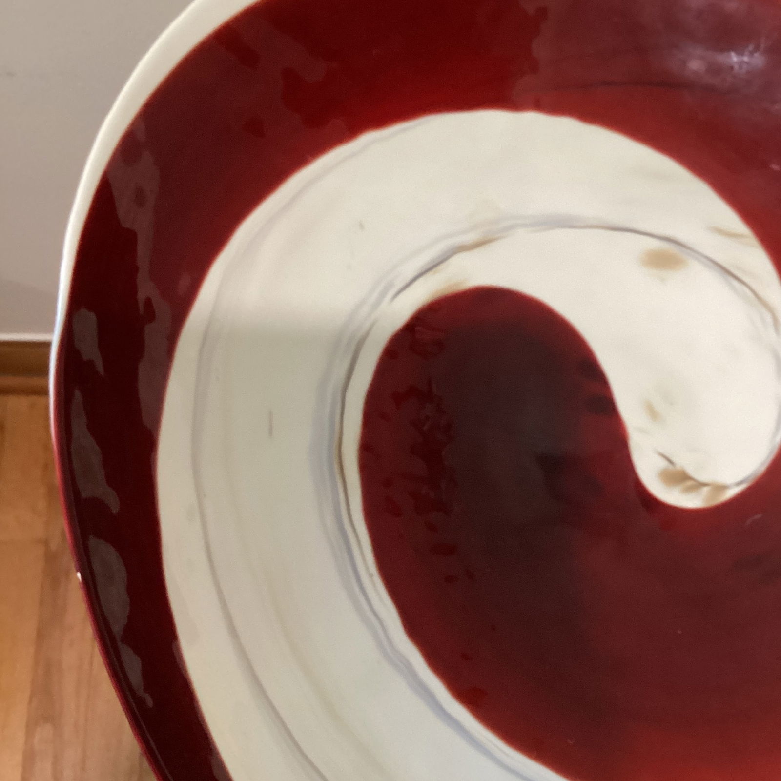 Extra Large Mid 20th Century Italian Pearl White Murano Style Glass Centerpiece Oval Bowl With Swirl - 5