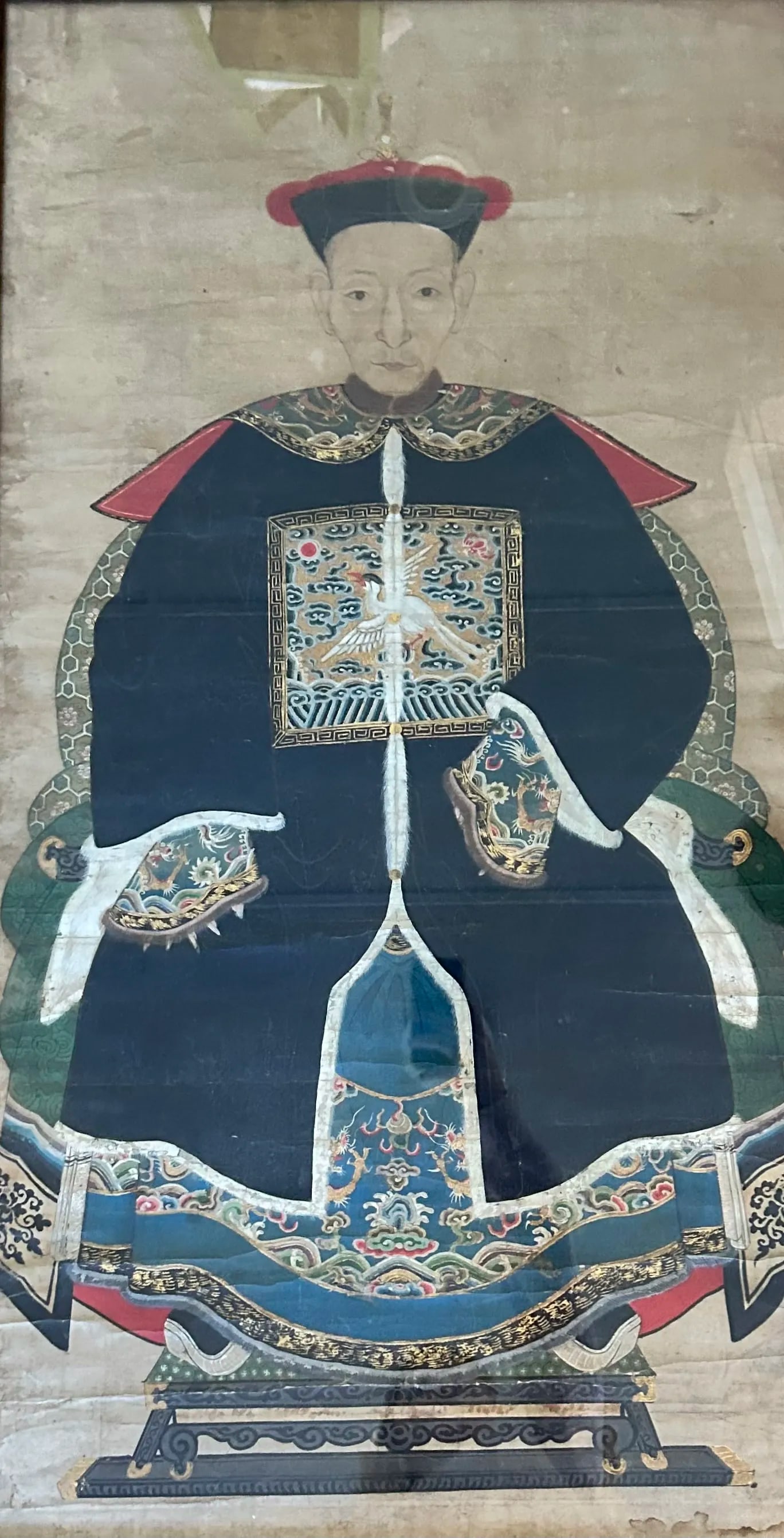 19th Century Chinese Ancestor Portrait, Watercolor on Silk - 2