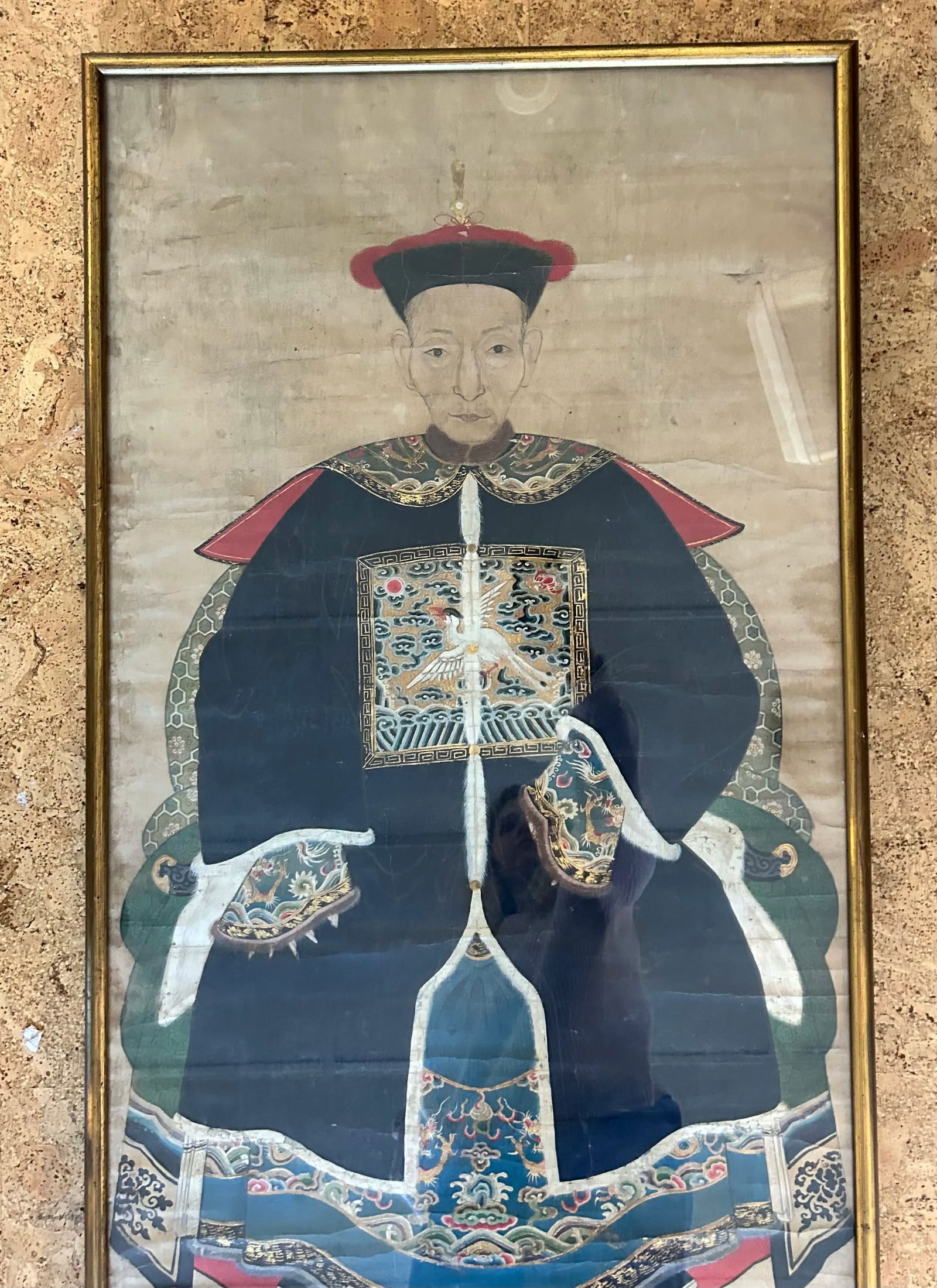 19th Century Chinese Ancestor Portrait, Watercolor on Silk - 4