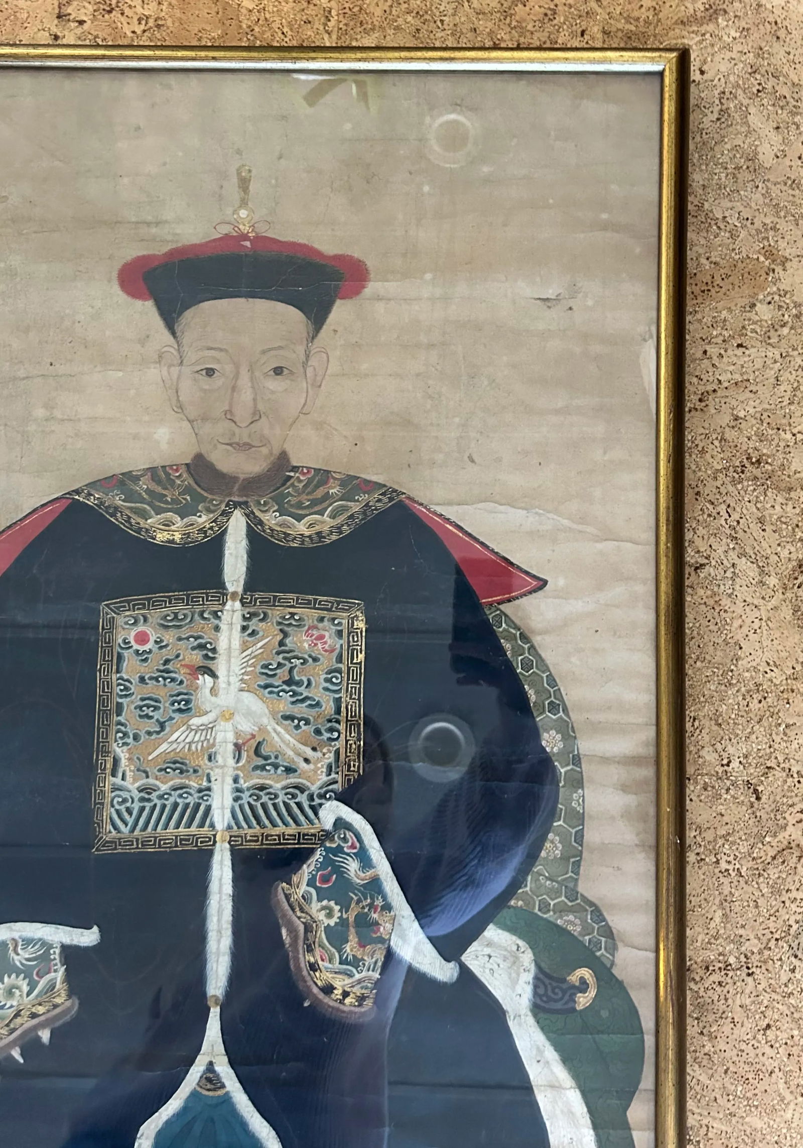 19th Century Chinese Ancestor Portrait, Watercolor on Silk - 7