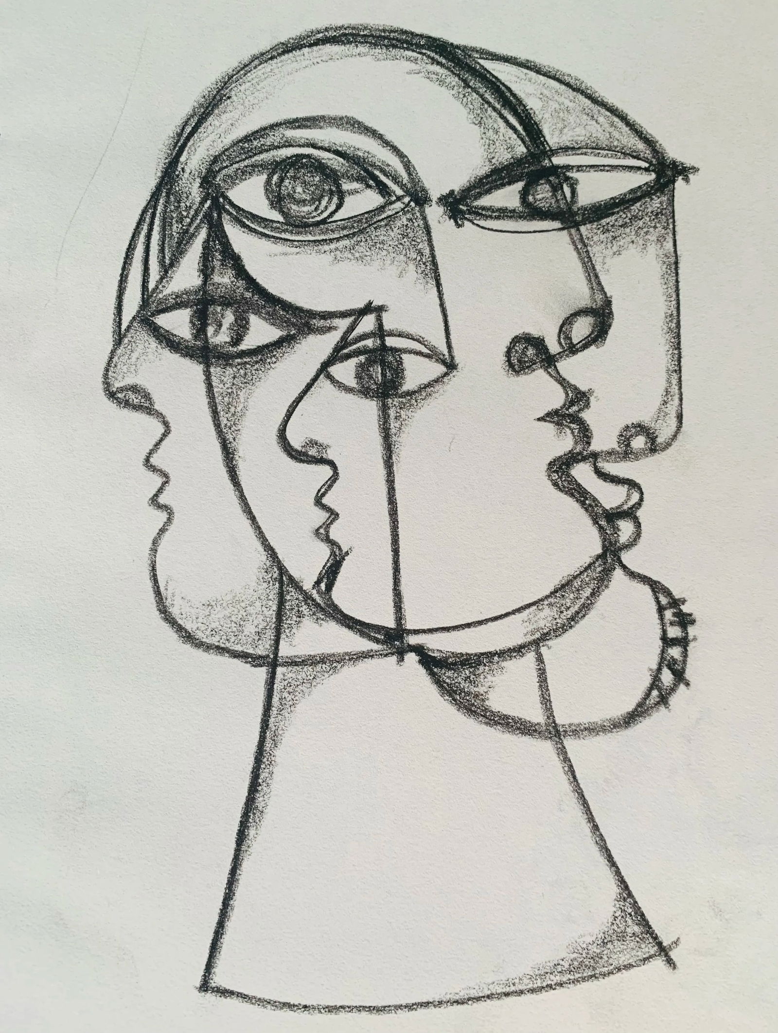 Contemporary Abstract Charcoal Drawing by Louie DeVito Framed - 2