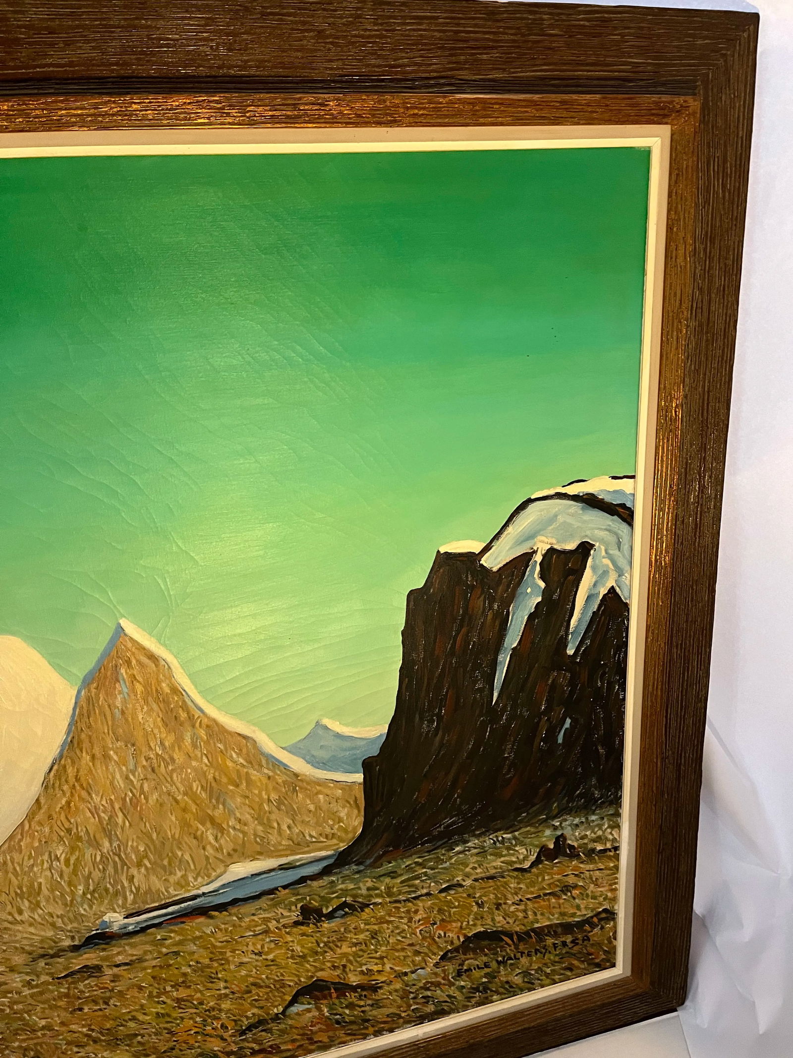 Emile Walters Signed Large Futuristic Landscape Oil on Canvas Painting - 3