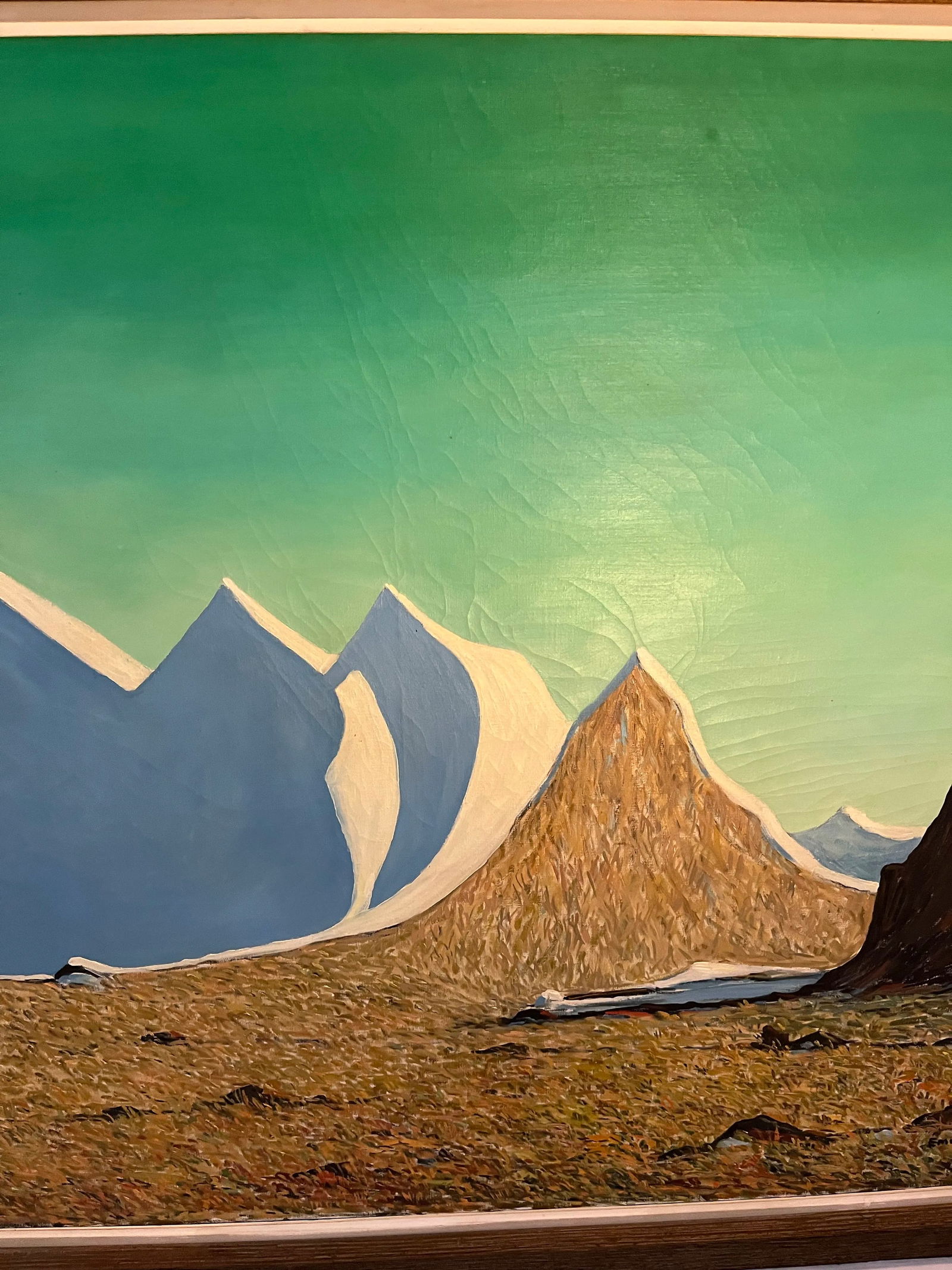 Emile Walters Signed Large Futuristic Landscape Oil on Canvas Painting - 4