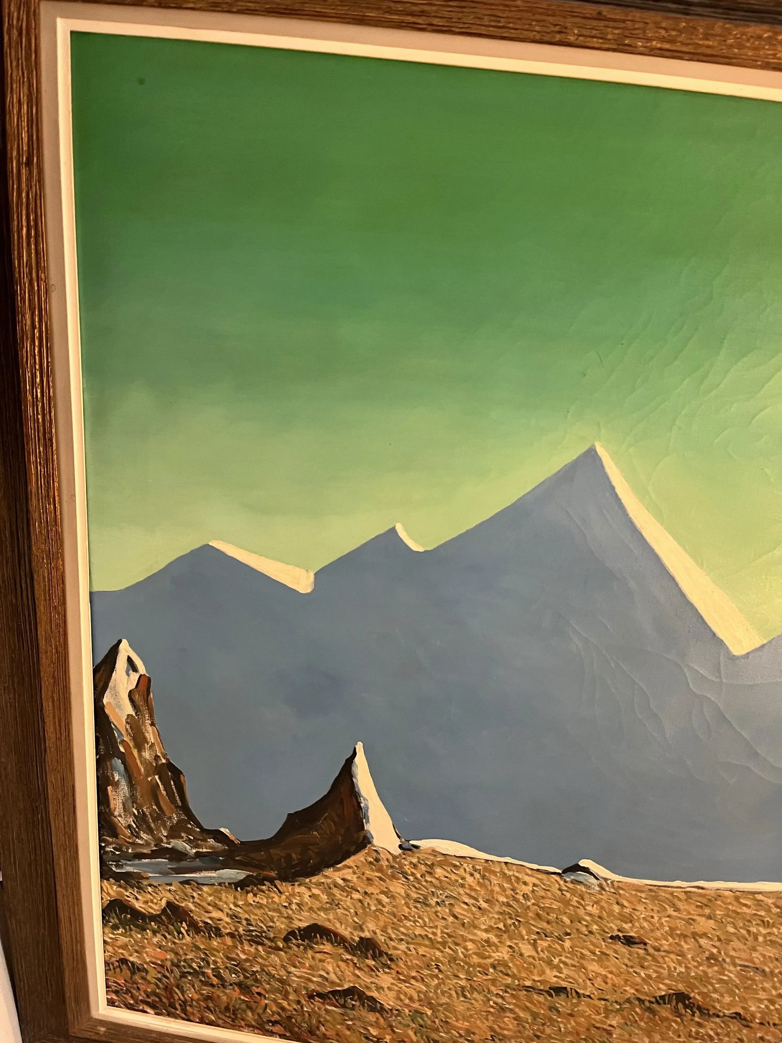 Emile Walters Signed Large Futuristic Landscape Oil on Canvas Painting - 7