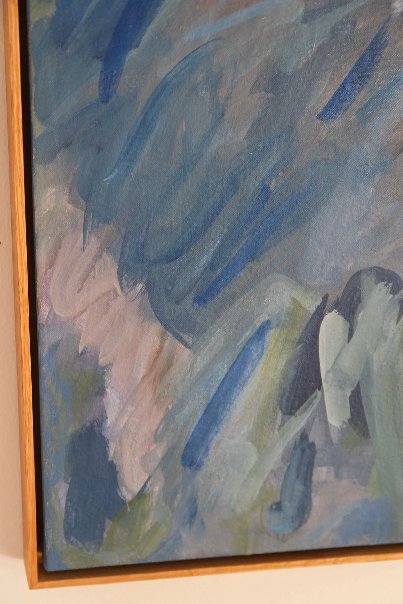 "Blue Thunder" Abstract Painting in Warm Wood Frame - 8