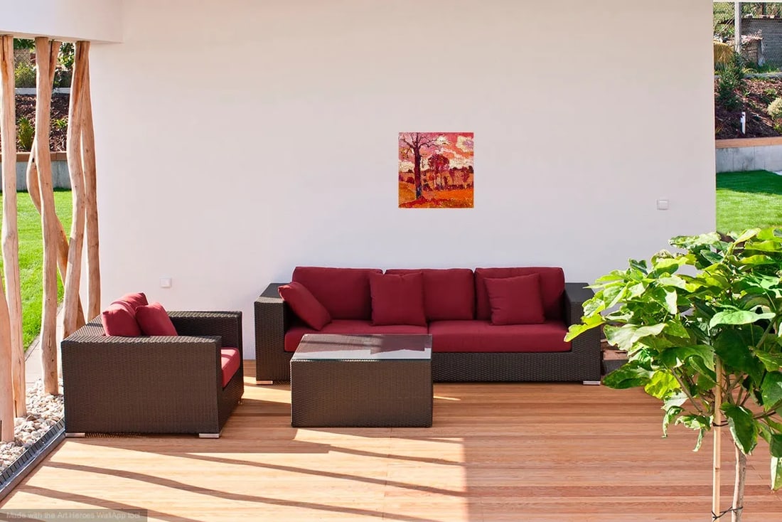 "Summer Red Sky in France" Contemporary Landscape Oil Painting - 2