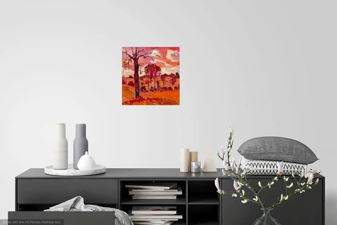 "Summer Red Sky in France" Contemporary Landscape Oil Painting - 4