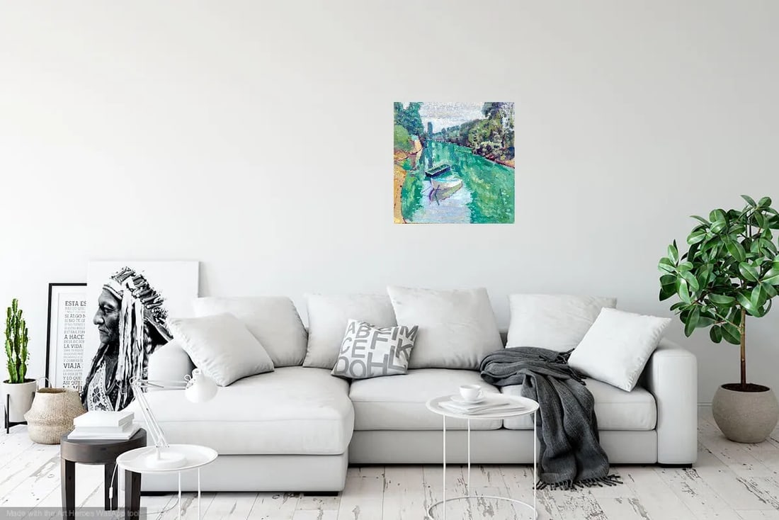 "A River in France" Contemporary Landscape Oil Painting - 4